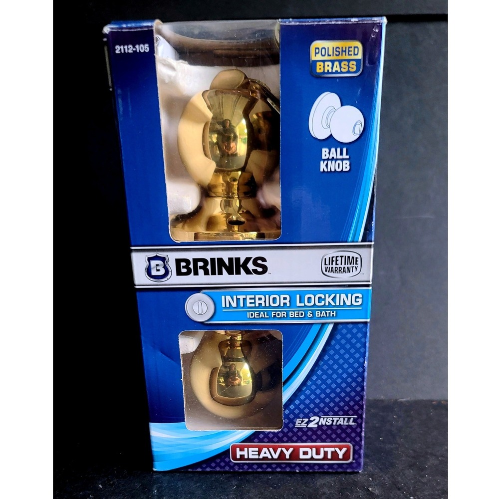 Brinks Interior Locking Ball Door Round Knob Polished Brass Bed Bath 2112-105